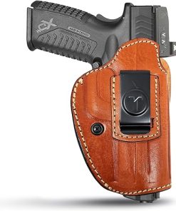4 in 1 Multi Position IWB/OWB Leather Holster Optic Ready. Fits for Glock 19 19X Sig P320 Springfield XDM Taurus 707. Concealed Urban Carry Gun Leather Holster for Pistols