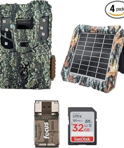Browning Pro Scout Max Extreme HD Cellular Trail Camera Bundle with 32GB Memory Card, Reader, and Solar Power (4 Items)