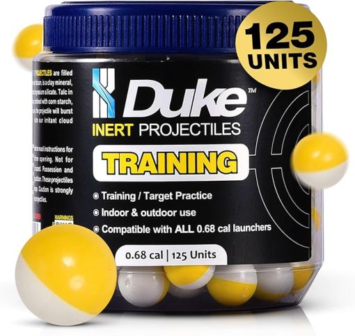 Duke Inert Projectiles - 68 Cal Ammo Training Guns, Non-Lethal Powder 68 Caliber Projectiles, Self Defense Balls Kinetic Gun 68 Cal Round Practice Gun