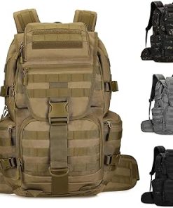 50L Military Tactical Backpack Molle Rucksack Large Army 3 Day Assault Pack Heavy Duty Backpack for Men (Brown)