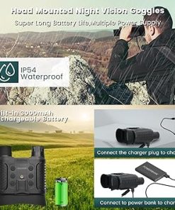 Head-Mounted Night Vision Goggles – lovpo Rechargeable Digital Infrared Night Vision Binoculars 1312FT 2.7″ Screen Night Vision Goggles with Head Strap &32GB SD card and Card Reader for Hunting,Adults 2