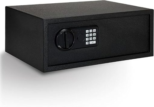 SnapSafe Gun Keypad Safe, XL – Keypad Handgun Safe for Your Pistol and Valuables – Electronic Keypad Entry with Backup Key – Black, Measures 20.5 x 14.8 x 8 Inches – Item 75435