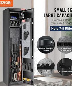 VEVOR 7-8 Rifles Gun Safe, Rifle Safe with Digital Keypad & Lock, Gun Storage Cabinet with Built-in Storage Locker, Removable Storage Shelf for Home Long Gun and Pistols 2