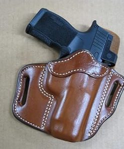 Azula OWB Leather 2 Slot Molded Pancake Belt Holster for Smith & Wesson S&W M&P Shield 380 EZ, M&P Shield 9 EZ, Equalizer 9mm, S&W EZ with Optic, TAN Right Hand