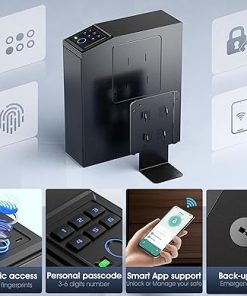 Gun safe, Biometric Slider safe for handgun, 4 Ways Unlock with Fingerprint, Key Access, PIN Code, Mounted Nightstand Pistol Safe and Gun Lock Box for Car, Truck, Desk, Bedside, Wall 2