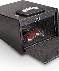 SnapSafe 1 Gun Keypad Vault – Keypad Handgun Vault Safe for Your Pistol and Valuables – 4-6 Keypad Entry with Backup Key – Black, Measures 12 (H) x 8.1 (W) x 5.25 (D) Inches – Item 75433
