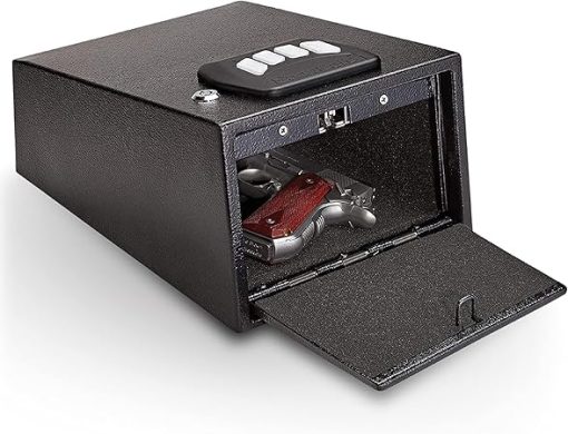 SnapSafe 1 Gun Keypad Vault – Keypad Handgun Vault Safe for Your Pistol and Valuables – 4-6 Keypad Entry with Backup Key – Black, Measures 12 (H) x 8.1 (W) x 5.25 (D) Inches – Item 75433