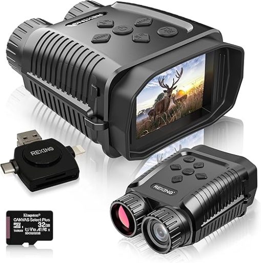 B1 Mini - 4K Night Vision Mini Digital Binoculars - Travel Infrared Binoculars Save Image and Video w/Viewing Screen, High-Tech Hunting Gear Card Reader + 32g Memory Card Included