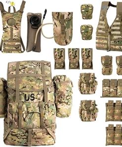 MT Military MOLLE 2 Large Rucksack with Frame Army MOLLE 2 Army Vest, Rifleman FLC Set with Outer Pouches