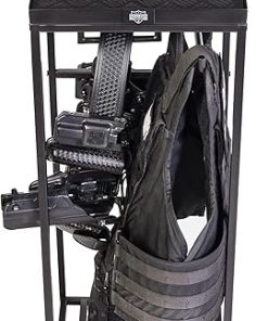 Tac Tower – Police Gear Rack with Quick Access Safe – American Flag Tactical Gear Stand – Law Enforcement Vest and Duty Belt Holder – Cop Caddy Valet Stand – Police Gift