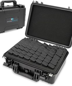 CASEMATIX 56 Pistol Magazine Storage Case – TSA Approved Waterproof Gun Magazine Storage for 9mm Magazines up to 5.5″, Remove Foam Slots to Fit Larger Single Stack or Double Stack Pistol Clips
