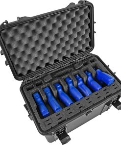 7 Pistol 14 Magazine Hard Case, DORO Gun Case with MyCaseBuilder Custom Foam Insert – Waterproof, Heavy Duty – Tactical Gun/Firearm and Ammunition Holder, 15.75 x 9 x 10.5 Inch, Black