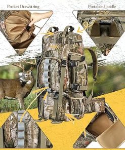 NEW VIEW Hunting Backpacks for Men 60L, Camo Bag for Deer, Elk, Waterproof Daypack with Rain Cover 2