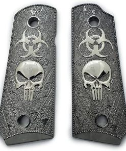 1911 Compact/Officer Grips Skull Biohazard, with Ambi Safety Cut Black Nickel