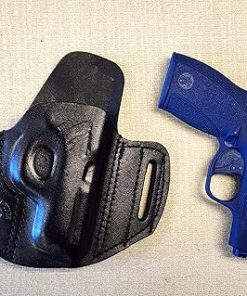 Leather OWB Belt Holster for Smith & Wesson Bodyguard 2.0, Black, Eagle Design, Pancake Style Right Hand 2