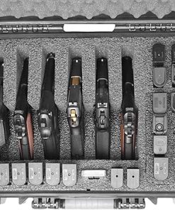 Case Club 6 Pistol & 20 Magazine Case with Accessory Pocket. Pre-Cut, Heavy Duty, Waterproof, with Silica Gel for Gun Rust Prevention (Upgraded Gen-2) 2
