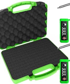 Cedar Mill Fine Firearms TSA Approved Locks for 9mm Pistol & Handgun – Secure & Stackable – Neon Green Pistol Case with Matching Locks – (Zombie-Ready)