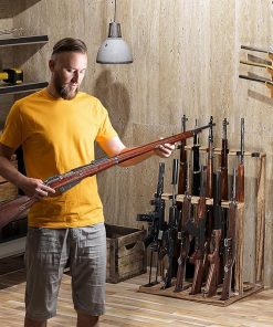 Indoor Gun Racks, Wooden Free Standing Heavy Duty Shotgun Display Rack, Rifle Stand Organizer, 12 Rifles Storage Holder Wood Gun Rack (Carbonized Black) (Carbonized Black, 1 Pack) 2