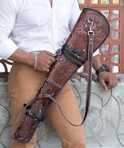 Hulara Real Leather Rifle Scabbard for Lever Action Rifle Case Shotgun Scabbard Carved Saddle Scabbard For Henry Big Boy Rifle With Padded Interior Protection 2