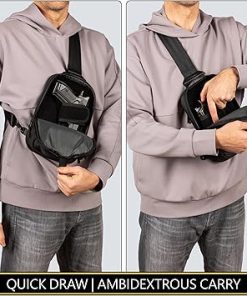 Premium Discreet Tactical CCW Sling Bag – Concealed Carry Crossbody Chest Pack EDC (Black, Large) 2