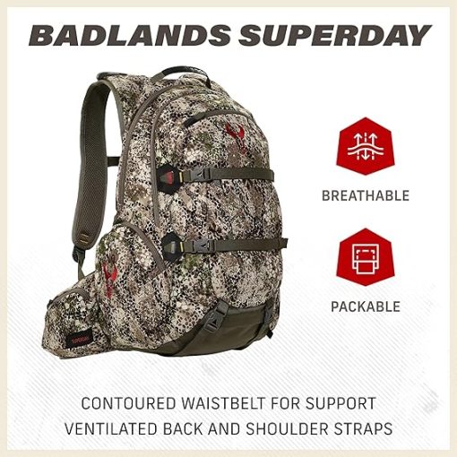 Badlands Superday Hunting Pack - Rifle and Bow Boot, Hip-Belt Holster, Molded Foam Suspension, Hydration-Compatible - Image 2