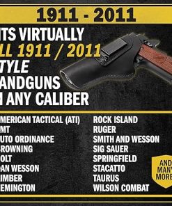 The Defender Leather IWB Holster – Fits Most 1911 Style Handguns – Kimber – Colt – S & W – Sig Sauer – Remington – Ruger & More – Made in USA 2